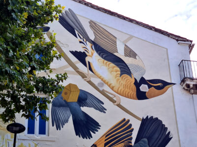 Fresque sur la Prtotection des Oiseaux par Fokos, L'Écomotive café, Marseille