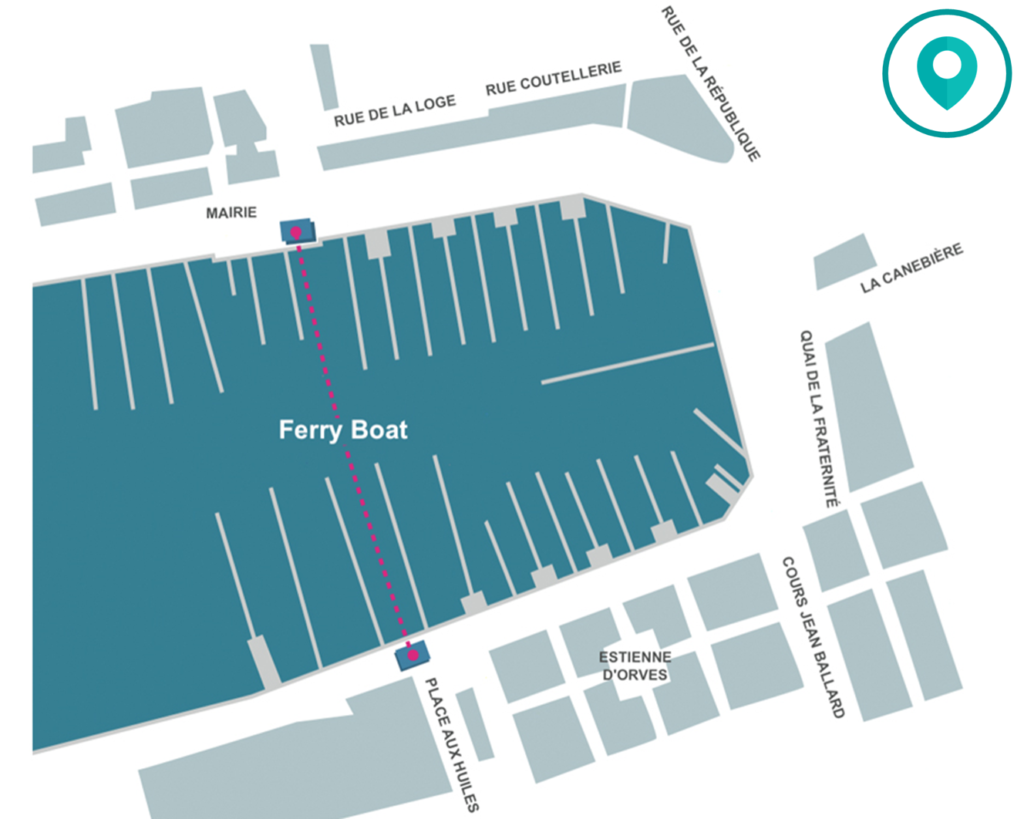 Plan de traversée du ferry boat Vieux-Port de Marseille
