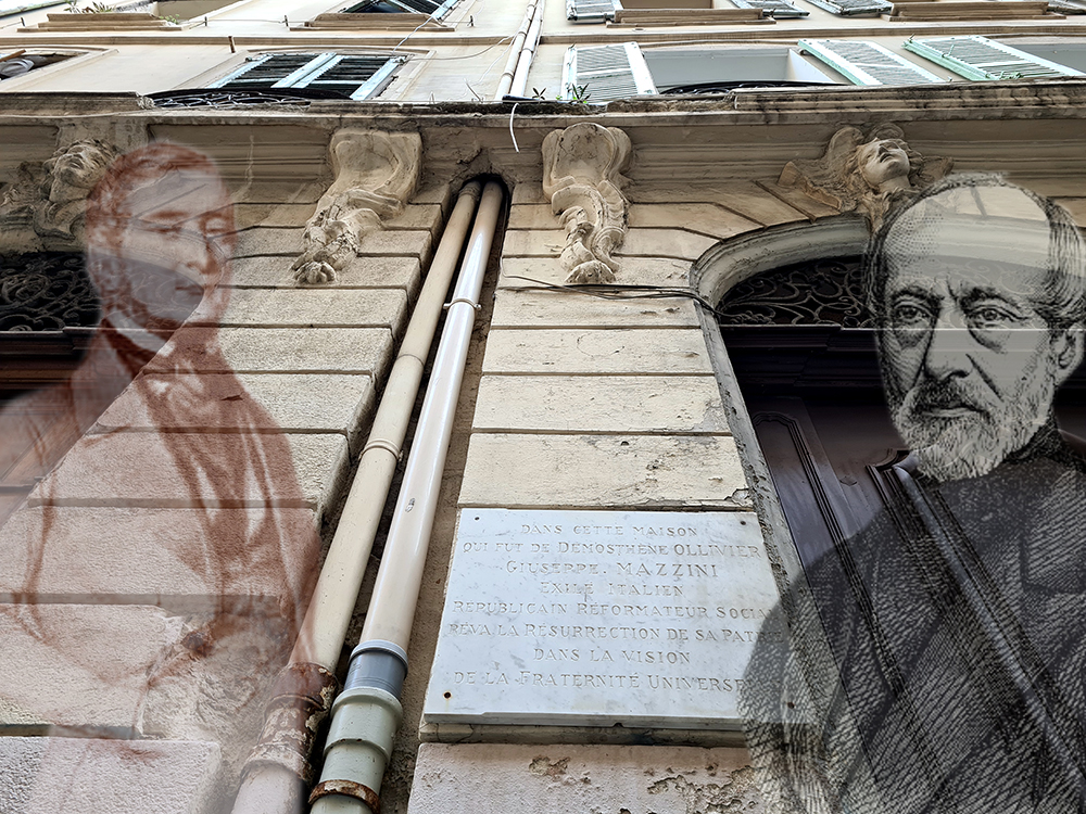 Plaque « Démosthène Ollivier & Giuseppe Mazzini », Naissance de la patrie Italienne