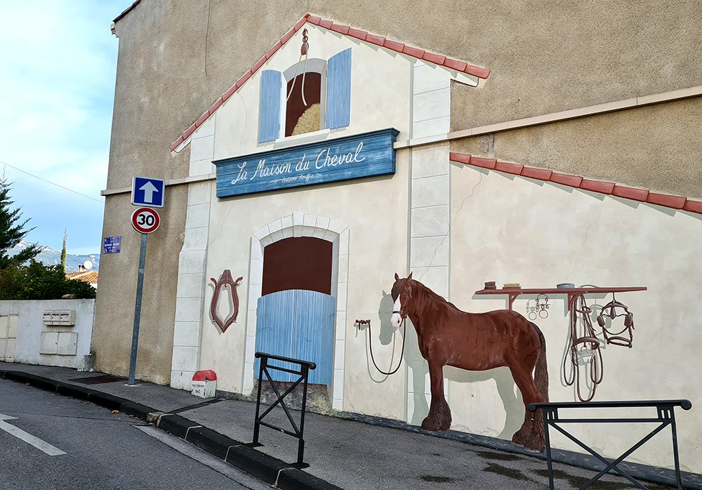 Fresque de la Maison du Cheval, Saint-Eloi et Antoine Rouffio