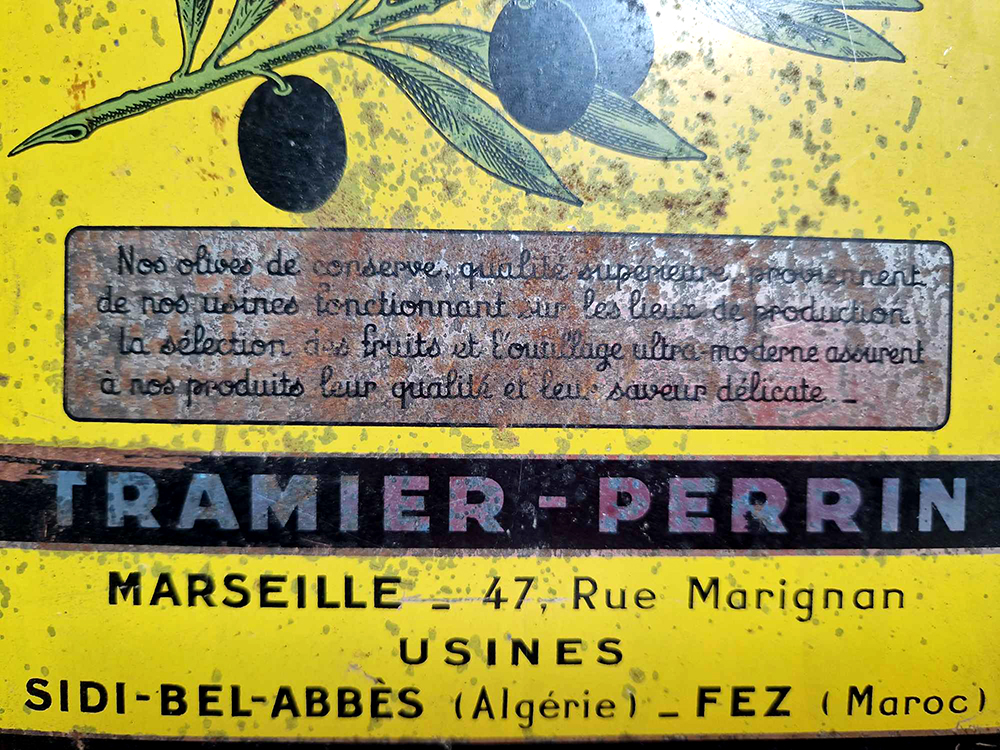 Olives de conserve Tramier-Perrin, 1863