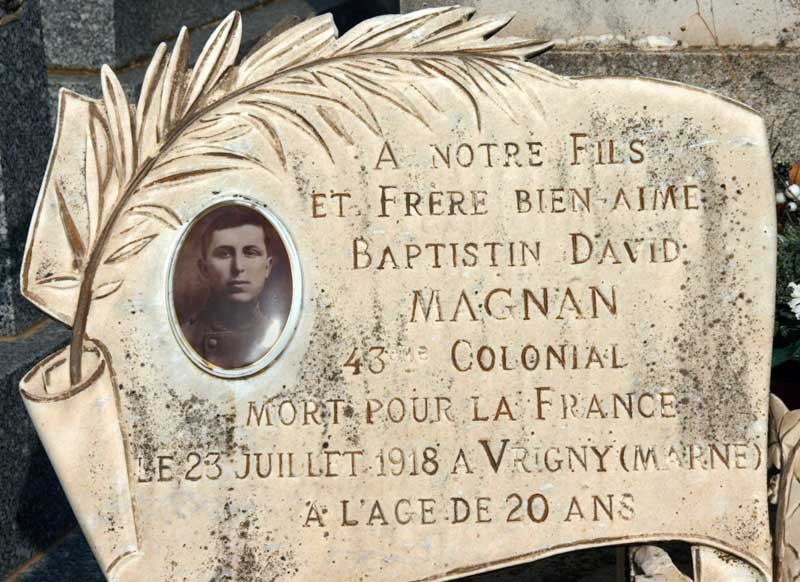 Tombe de David Magnan le Lili des Bellons de Pagnol, 1989-1918