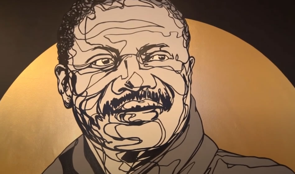 Fresque hommage à Pape Diouf par Mahn Kloix, IEJ de Marseille, 2021