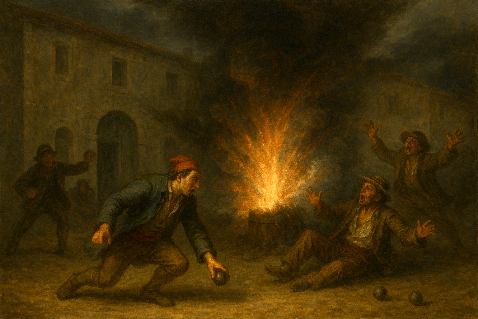 La partie explosive de jeu de boules aux Récollets, 38 morts, 1792