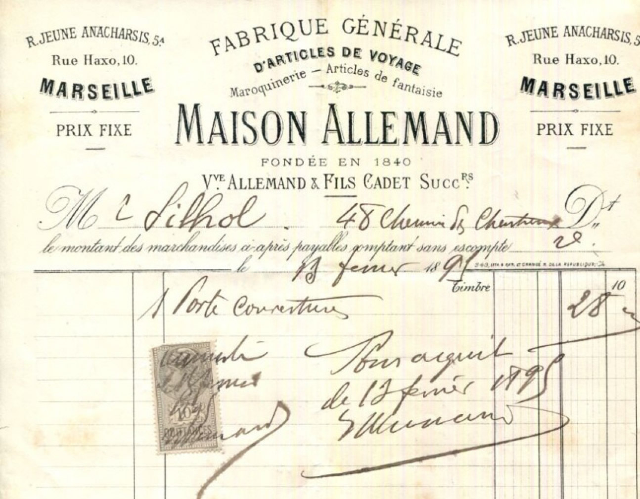 10 Rue Haxo, Maison Allemand, Fabrique générale d’articles de voyages
