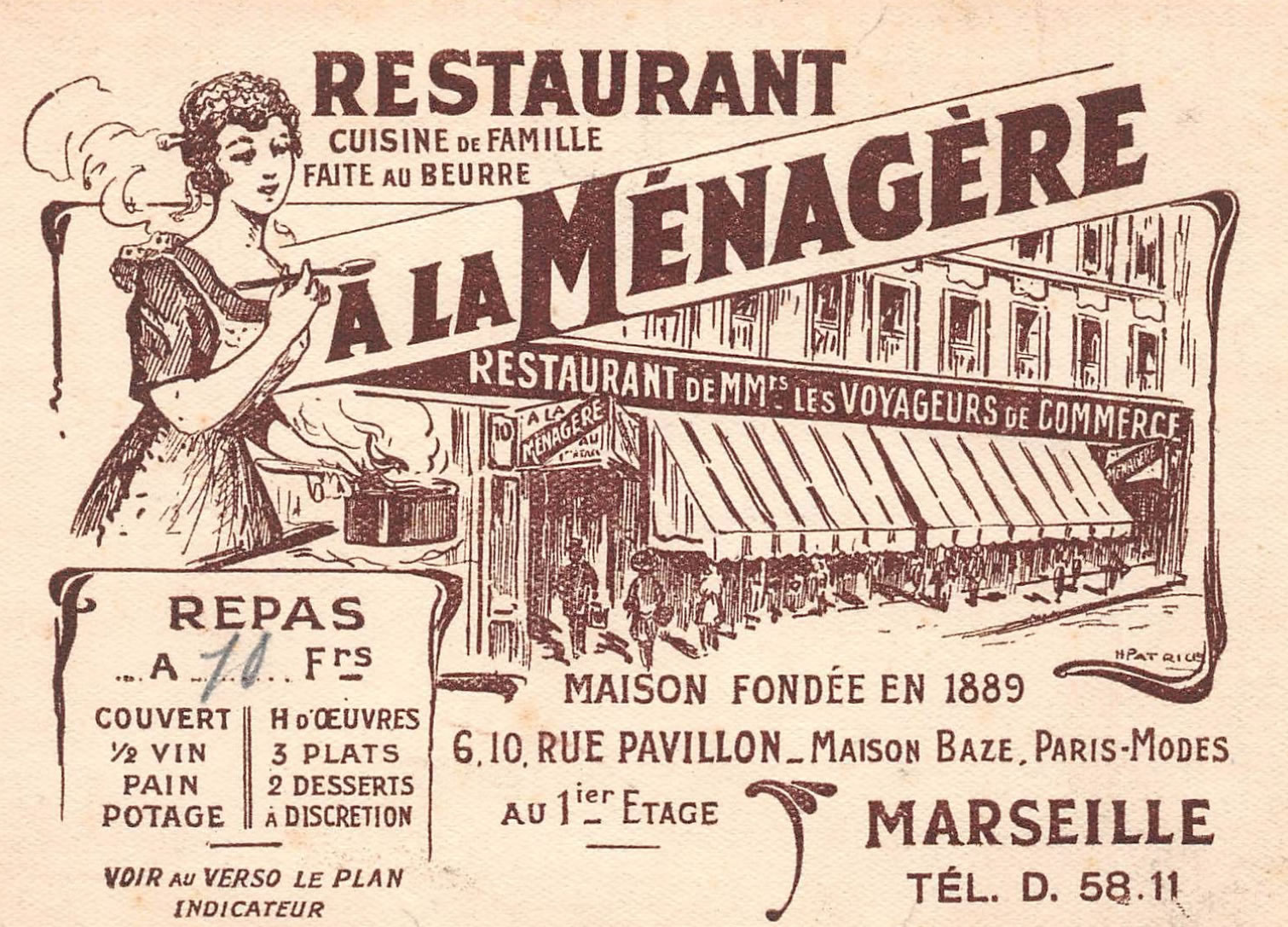 6-10 rue Pavillon, le restaurant À la Ménagère, 1899